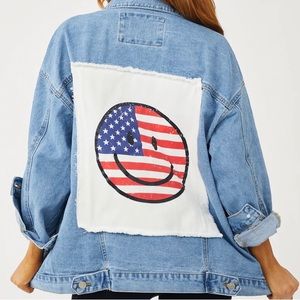 Americana denim jacket - fantastic fawn size medium- brand new with tags